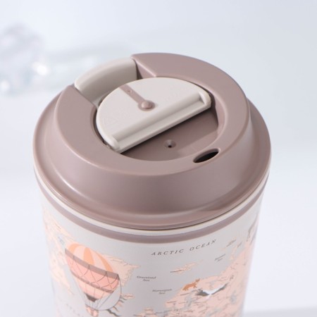 Thermal tuning with a lid with a valve "Card", 350 ml, 8.6 × 8.6 × 15.5 cm, light-beige color-3