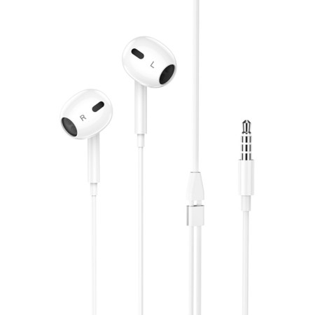 Hoco M101 Max, wired, inserts, microphone, 1.2 m, white-2