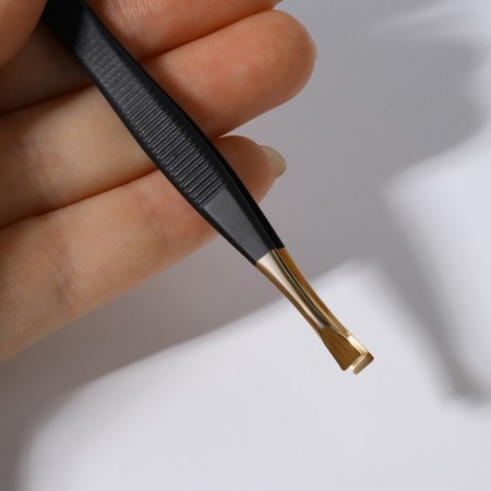 Direct tweezers, narrow, 9 cm, black/golden color-6