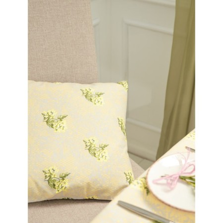 Decorative pillow for zipper Waldsteinia, size 40x40 cm, beige color-1