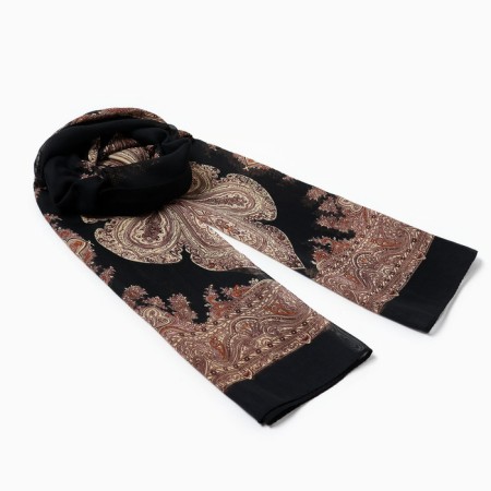 Female textile scarf, black/beige, rr 50*160