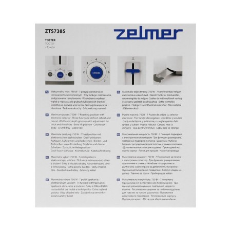 Toster Zelmer ZTS7385, 750 W, 7 fry modes, 2 toasts, white-6