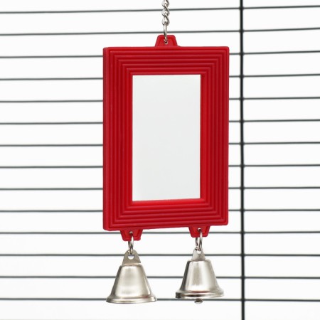 Toy for birds "Reflection" with a bell, 13.5 x 6.8 cm, mix of flowers-1