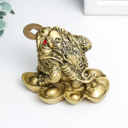 NECSK Polystone for bronze "Cash toad on the ingots of gold" 4.7x6.5x6.3 cm-3