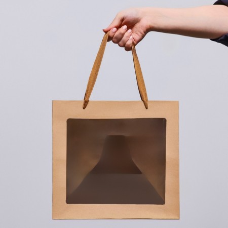 Gift package, craft, with a window, 30 x 30 x 30 cm