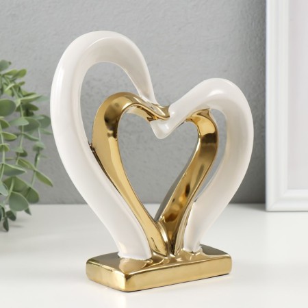 Souvenir ceramics "woven hearts" white with gold 5.5x17.5x19.5 cm-1