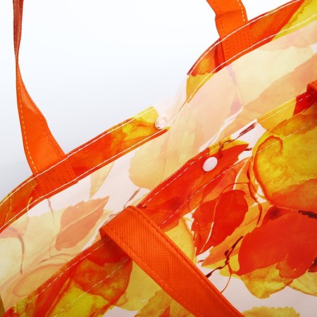 The bag is economic on the button, the color is orange-2