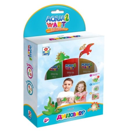 Set "Dinosaurs" Aqua Art (3 forms, 3 colors of 100 ml), in a box with a window-3