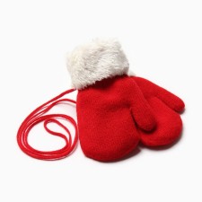 Baby mittens for claim Minaku with a lapel of 15 cm red