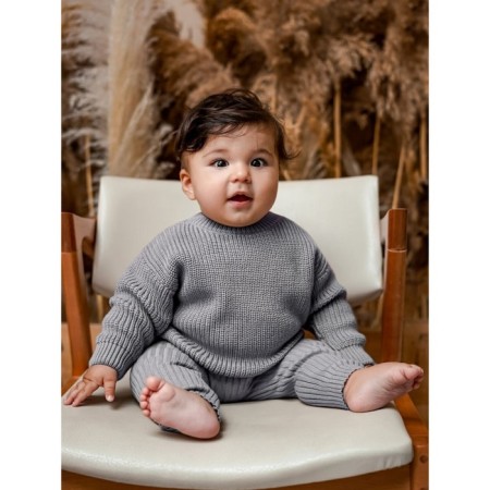 Sweater Knitted Children's Amarobaby Pure Love Buddy, height 98 cm, color gray color-5