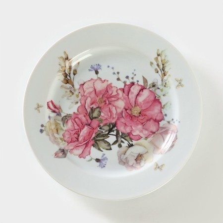 Porcelain plate "Pink flower", D = 24 cm