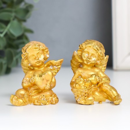 Souvenir Polystone "Angel with Heart" Gold Mix 4.5x4.5x5.7 cm