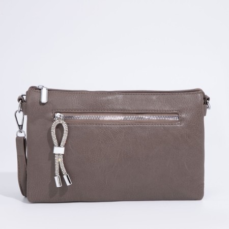 Bag Cross-Bodi with a zipper, khaki color