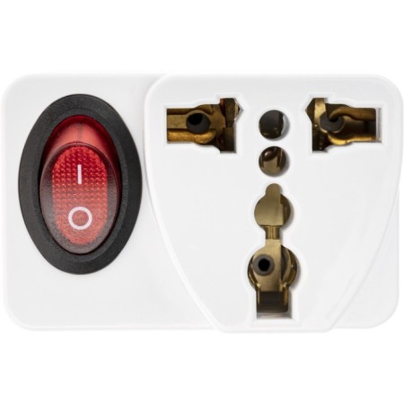 Adapter with a button, in the euro and the Asian fork, s/s, 16a, 230V, 3680W, IP20, white, 26956 4,-4