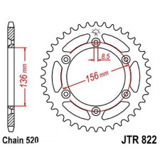 The rear star, driven JTR822 steel, chain 520, 46 teeth