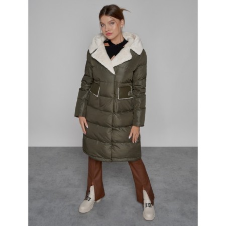 Coat insulated winter female, size 42, khaki color-8