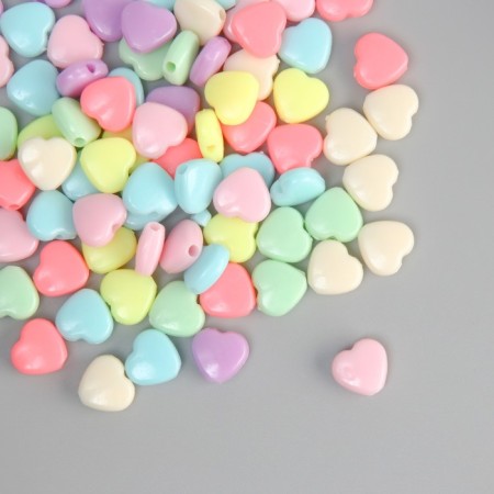 Beads for creativity Plastic "Hearts" Color Tender colors set 500 g 1x1.1x0.5 cm-2
