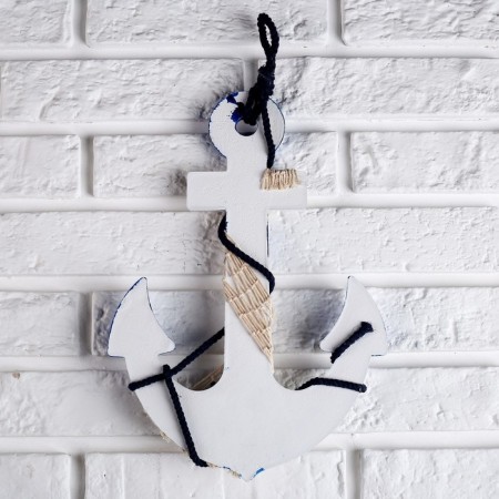 Interior anchor with a rope and a star, white-blue 5*23*32cm-3
