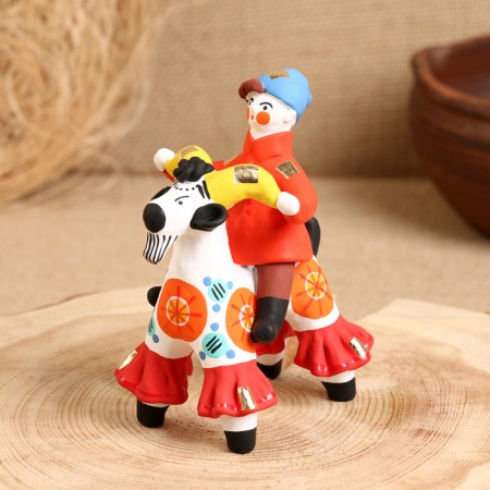 Dymkovo toy "A man on a goat" 8 × 6 × 11 cm,-5