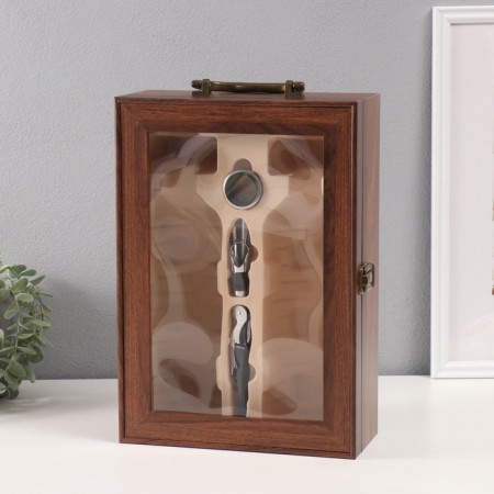 Casket wood, glass for 2 bottles "duo" 3 objects 10.5x25x36.5 cm-5