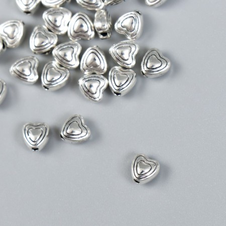 Busina for creativity Metal "Purvated heart" silver 0.6x0.6 cm