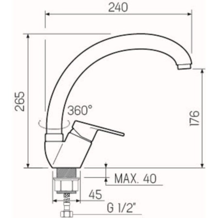 Kitchen mixer RMS SL132-011F, single-leaf, high spout, nut, chrome-1