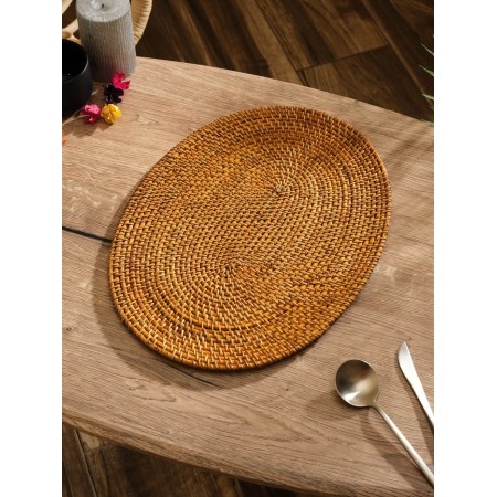 Rug -lamp lauded oval rattan, 40x30x0.5 cm