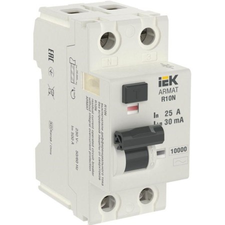Differential current circuit breaker IEK AR-R10N-2-025C030 2P, 25A, 30MA, type AC