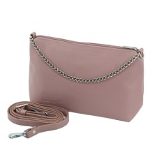 Female bag, genuine leather, pink 25x10x16 cm