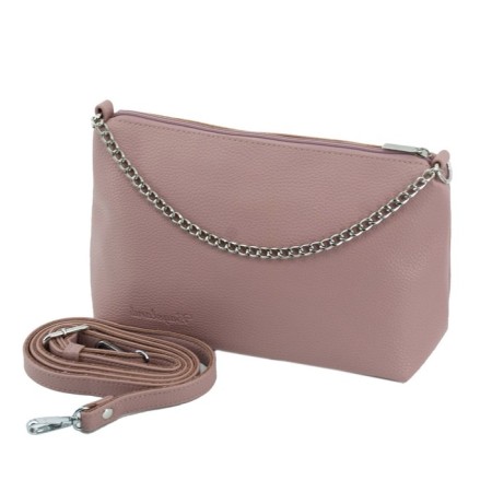 Female bag, genuine leather, pink 25x10x16 cm