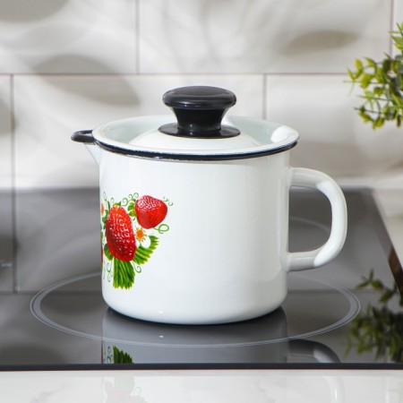 A mug with a nose, 1 l, with a lid, a mix neckline, white color-4