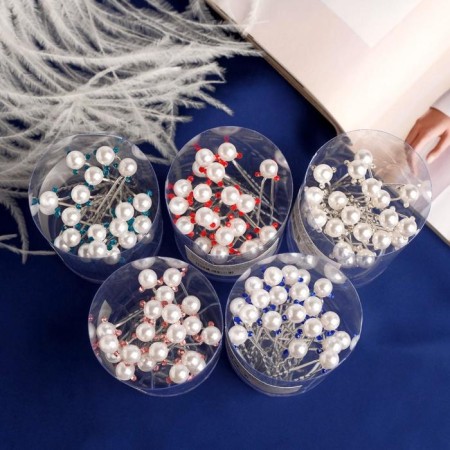 Hairpin "bead" rhinestones, 0.8x6 cm, mix-2
