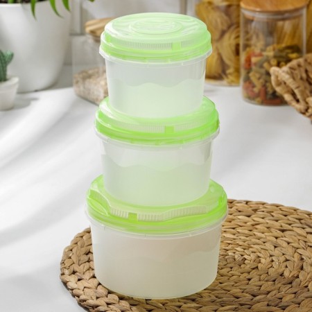 A set of food containers, 3 pcs: 700 ml, 1 l, 1.5 l, color mix-1