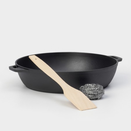 Cast iron roasting wild kitchen, d = 28 cm, shoulder blade and sponge in the kit-7
