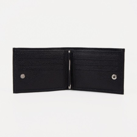 Male purse on the button, for bills, for cards, black color-2