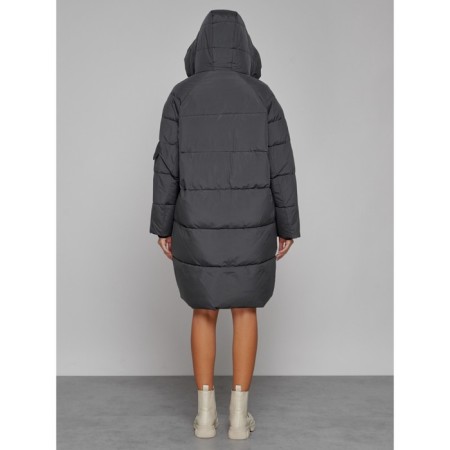 Coat insulated winter female, size 50, dark gray color-2