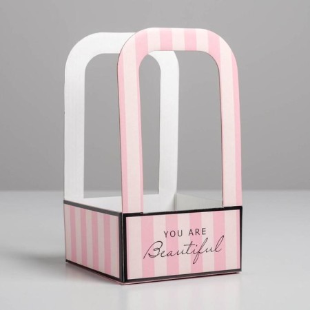 Box-Obel for Flowers "Pink", 12 cm × 12 cm × 22 cm-1