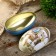 Casket Metal Egg "Hare with a basket of painted eggs" 11x6.5x7 cm