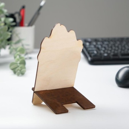 Standing for the phone "Paw", 15x8.5 cm, lamination, tree-1