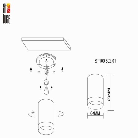 Ceiling lamp ST LUCE. ST100.502.01. 1x50 W, GU10, 6.4x6.4x9.9 cm, white color-4