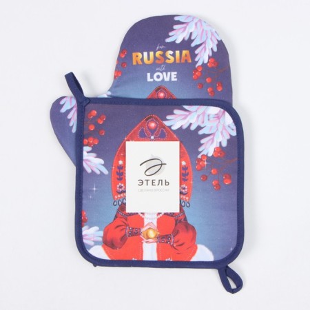 Set of kitchen. Ethel "Matryoshka": 19x19 cm, mittens-capture 20x28 cm, 100% HL-3