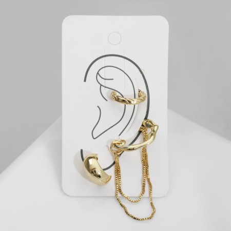 Set of earrings and cafs "Classic", color gold-2