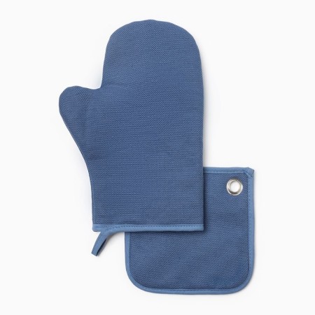 Set of kitchen Etheel Freedom mittens-output 20x28cm, sequent 17x17cm, color blue, linen 56%