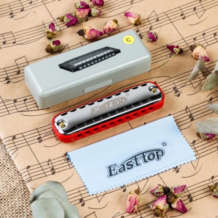 Music Life T10-1 Clinkle C Red COMB diatonic, 10 holes, with a case, red