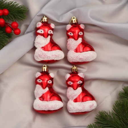 Jewelry decoration "Fox-beautiful" (set 4 pcs) 5x9 cm, red-white