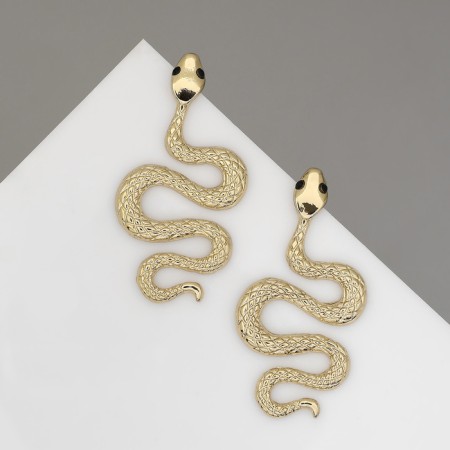 Earrings Metal "Snake" Fixed desire mini, white color in gold