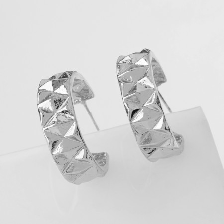 Earrings “Geometry” Ornament, Color silver, D = 2.8 cm-1