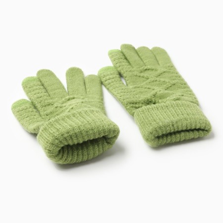 Female gloves, green color, size 7-8-2