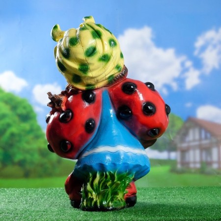 Garden figure "Gnome Girl Boy Cowdow with Grapes" 44x21x64cm-2