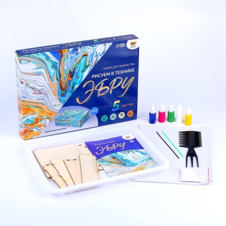 Set for creativity "draw in the EBRU technique", A4 + woodcock box format-6